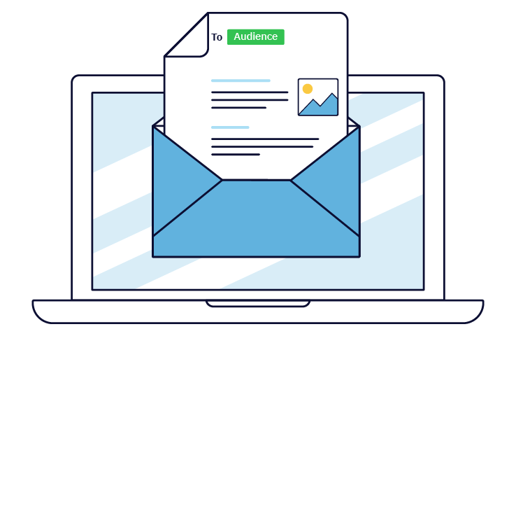 an envelope with a piece of paper in it that says to audience